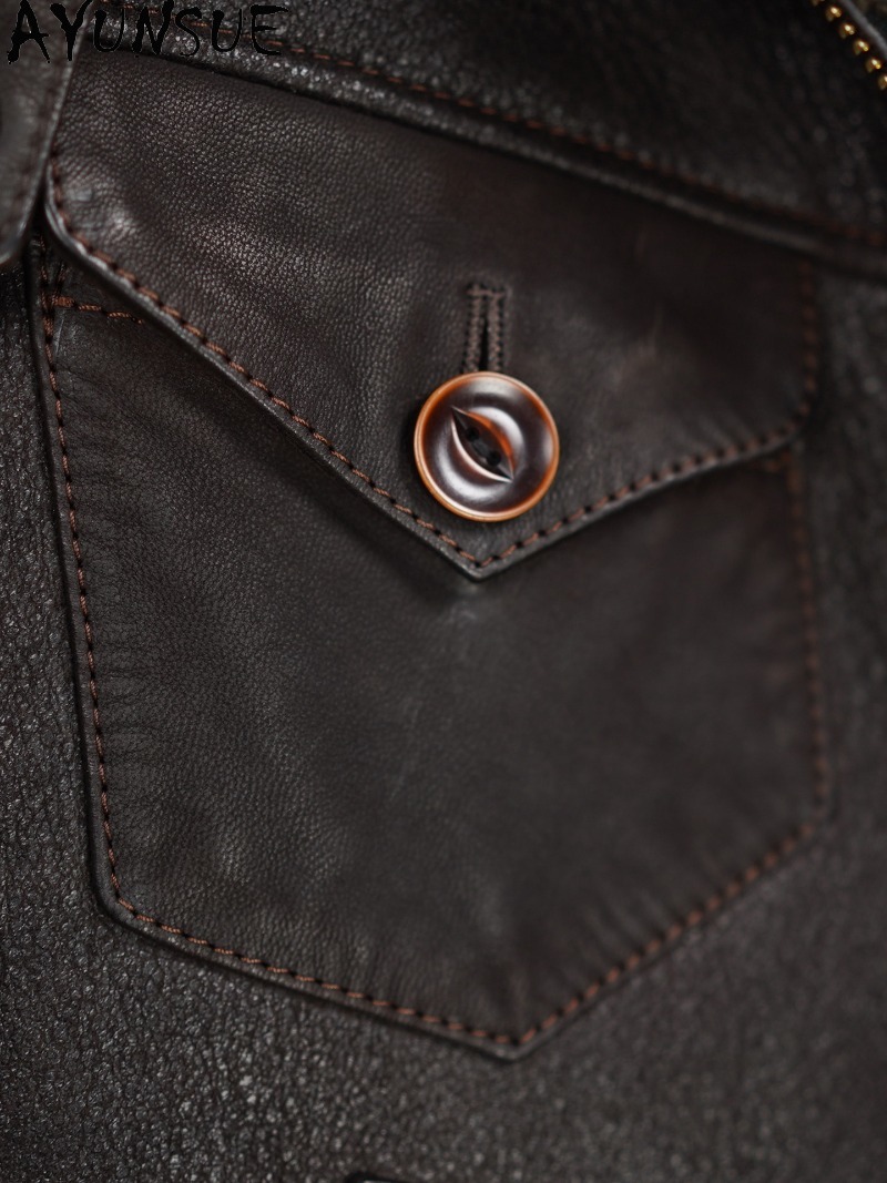AYUNSUE เสื้อโค้ทขนสัตว์ธรรมชา - Men'S Fashion Leather Jacket บทวิจารณ์และราคา